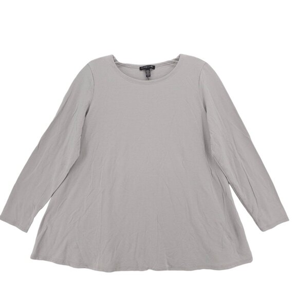 EILEEN FISHER Light Gray Long Sleeve A-Line Tee PETITE LARGE - READ! - Picture 1 of 8